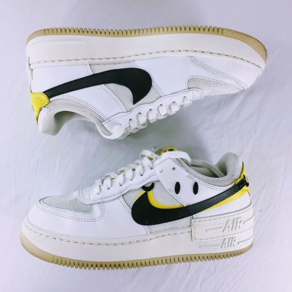 Nike Air Force 1 Shadow Womens Go The Extra Smile Sneaker White Leather Sz 9 - Picture 4 of 9